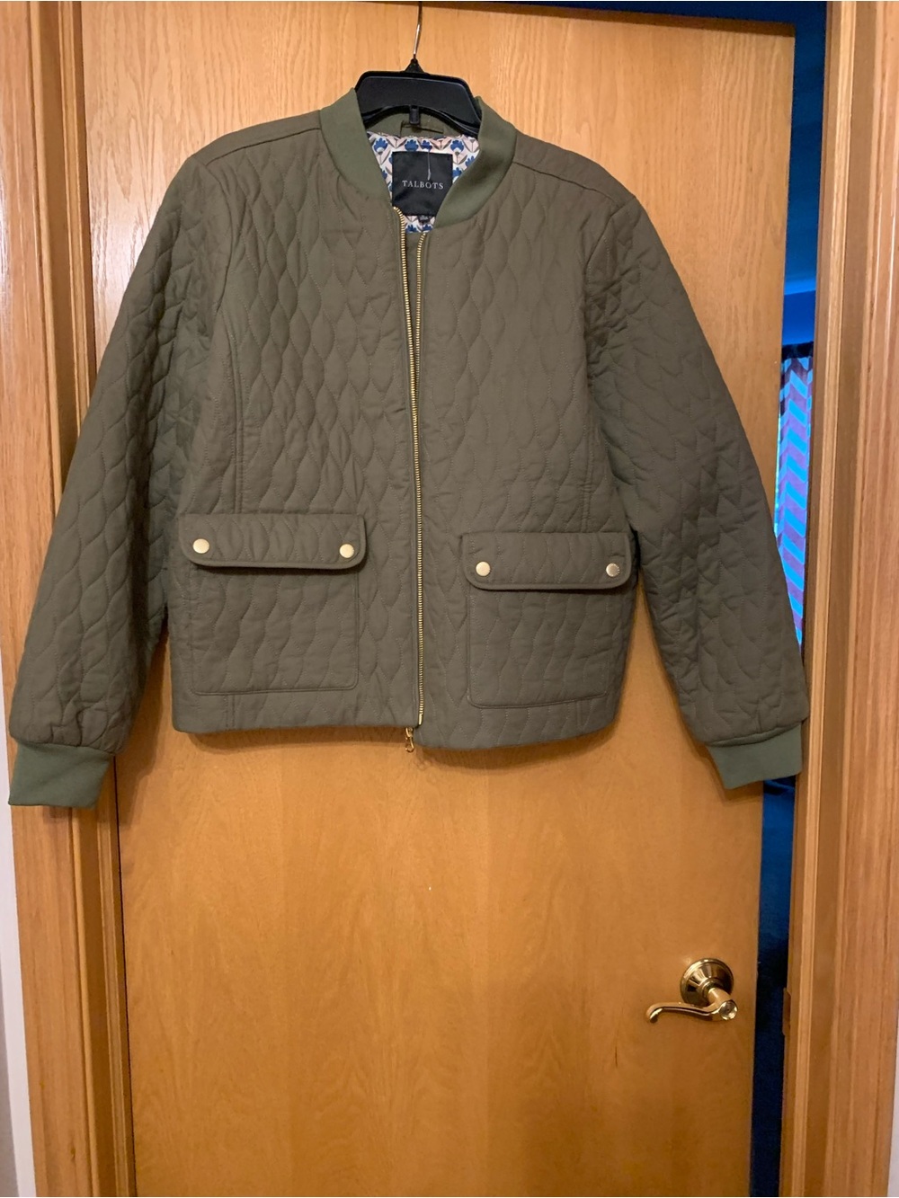 Talbots Quilted Bomber Jacket - Olive